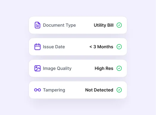Proof-of-address document rule evaluation